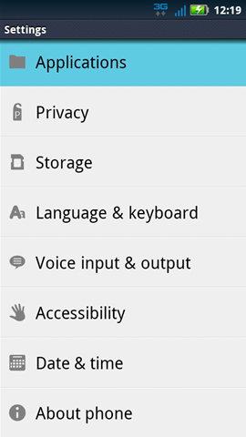 Settings with Applications