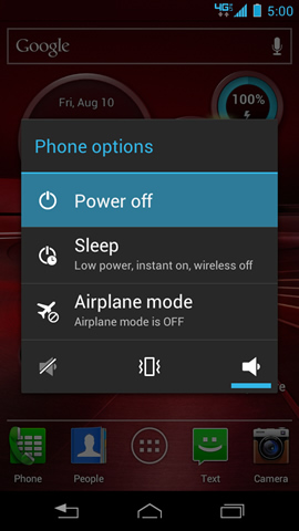 Phone Options with Power off