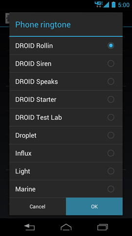 Phone ringtone with available options