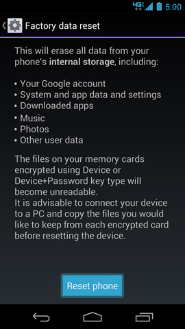 Reset phone