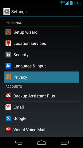 Settings with Privacy