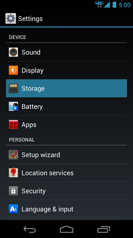 Settings with Storage