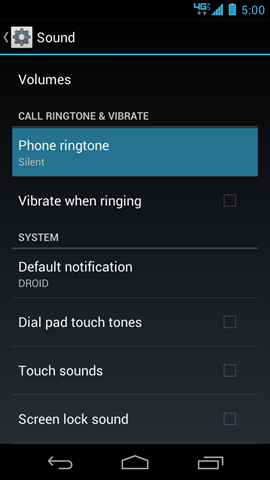 Sound settings with Phone ringtone