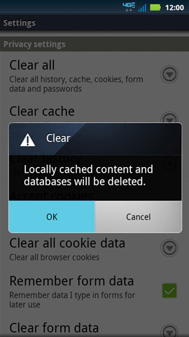 Clear confirmation, OK