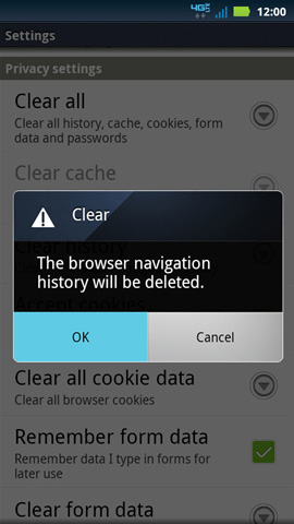 Clear confirmation, OK