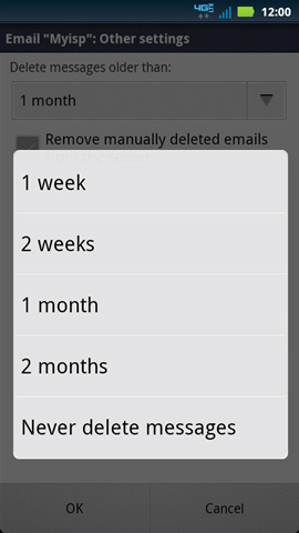 Delete message older than with available settings