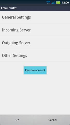 Account options, Remove account