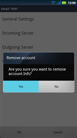 Remove account confirmation, Yes