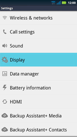 Settings, Display