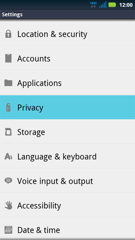 Settings with Privacy