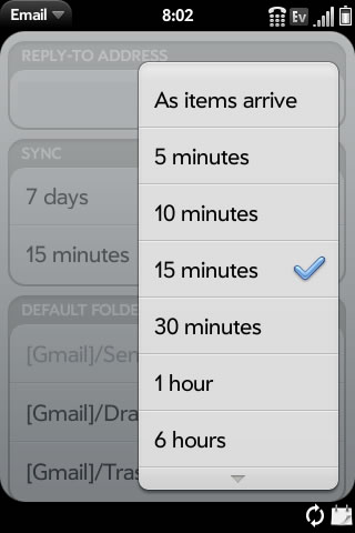 Select sync interval