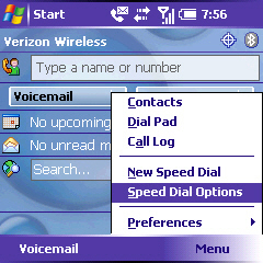 Image of Home screen menu options