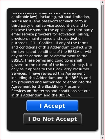 End User Agreement screen with I Accept highlighted