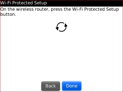 Wi-Fi protected setup with Done