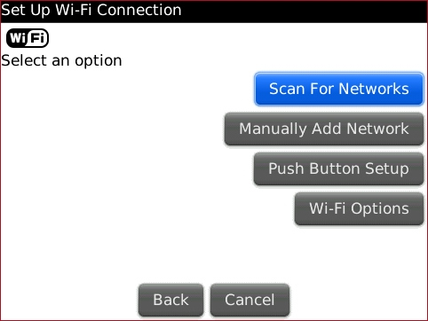 Set Up Wi-Fi Connection screen with Scan for Networks