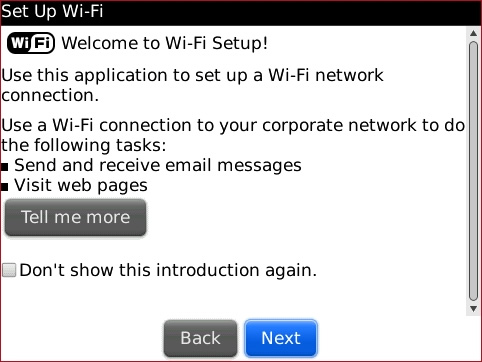 Welcome screen