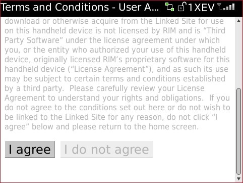 User agreement with I agree