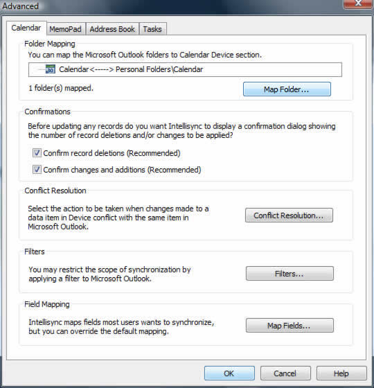 Advanced settings with Map Folder