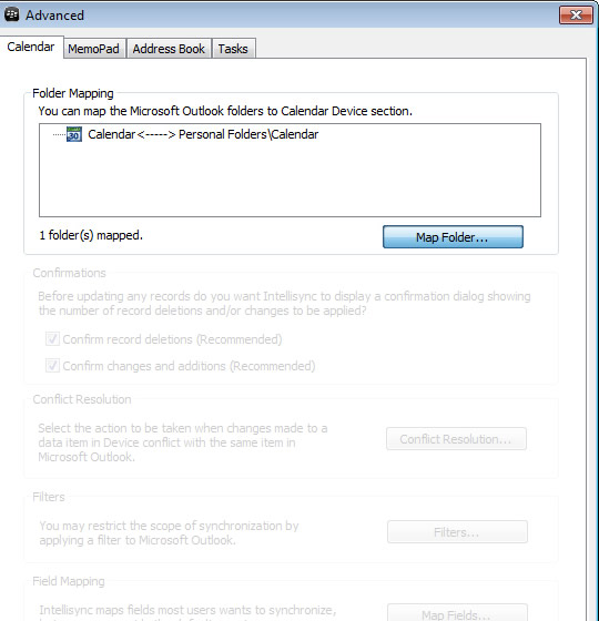 Advanced settings with Map Folder