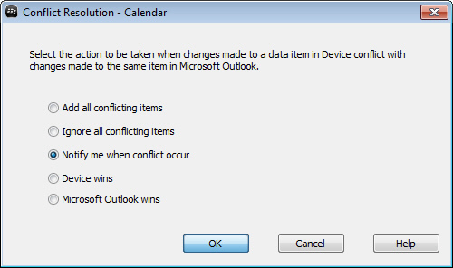 Conflict Resolution screen