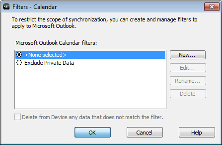 Filters screen with OK
