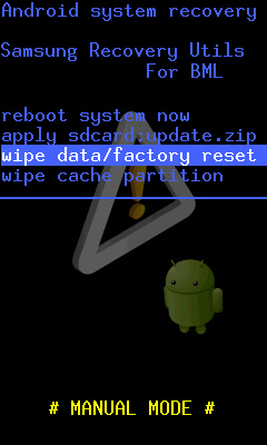 System recovery menu with wipe data/factory reset