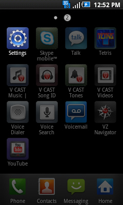 Applications tab with Settings