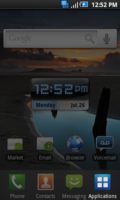 Home screen with Applications