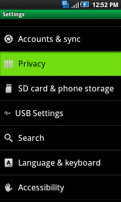 Settings with Privacy