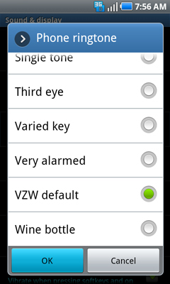 Phone ringtone settings