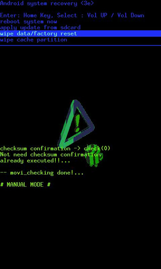 Select wipe data / factory reset