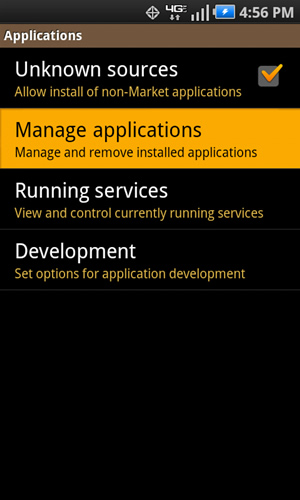 Applications with Manage applications