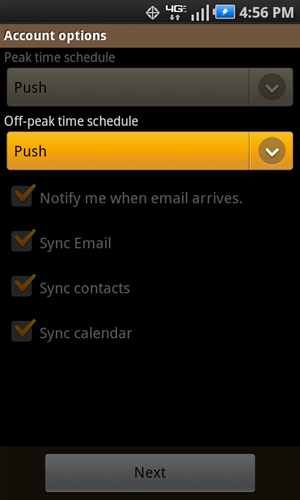 Off-peak time schedule field
