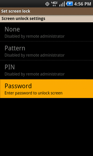 Settings with Password
