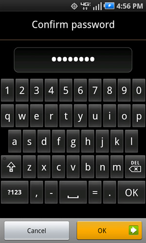 Confirm password with OK
