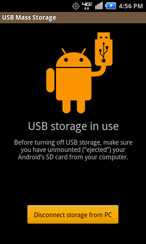 USB storage in use with Disconnect storage from PC