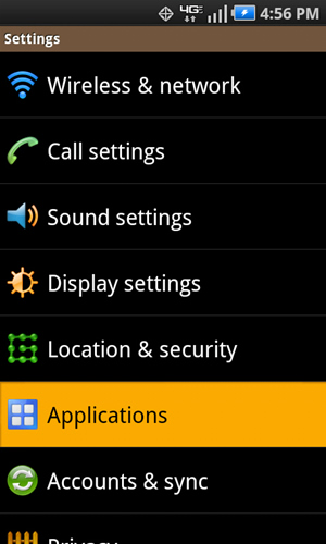 Settings with Applications