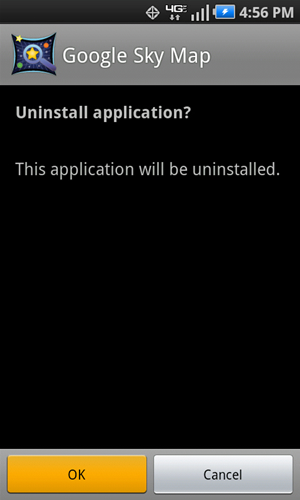 Uninstall application confirmation with OK