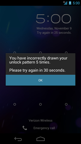 Unlock failed with OK