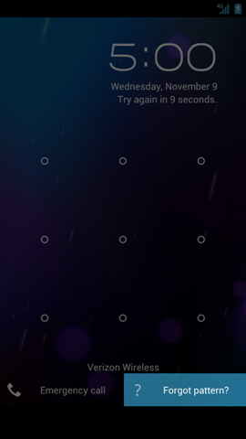 Unlock screen with Forgot pattern