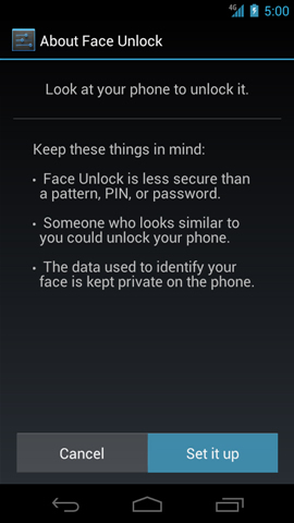 About Face Unlock with Set it up