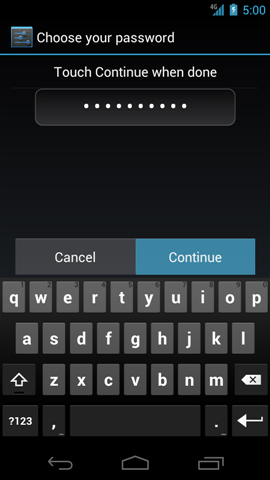 Enter Password with Continue