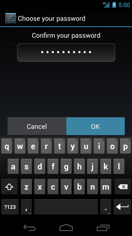 Re-enter Password with OK