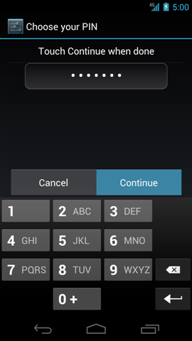 Enter PIN with Continue