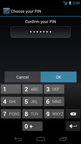 Re-enter PIN with OK
