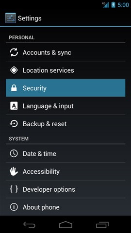Settings with Security