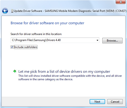 Update driver software screen 2