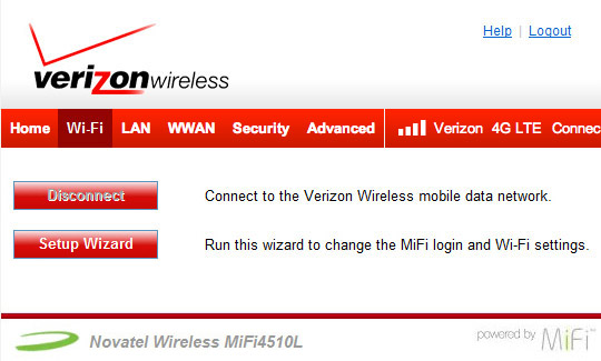Home screen, Wi-Fi