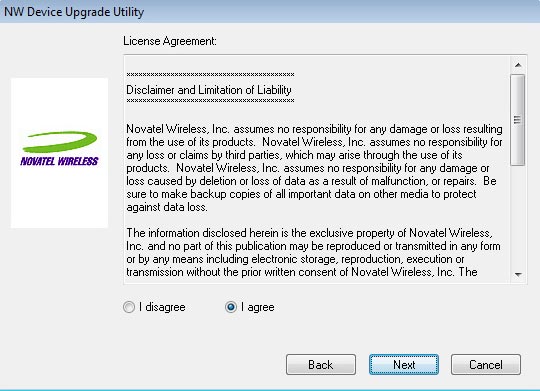 License Agreement screen, Next