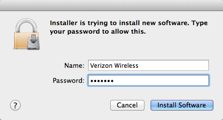 Password screen, Install Software